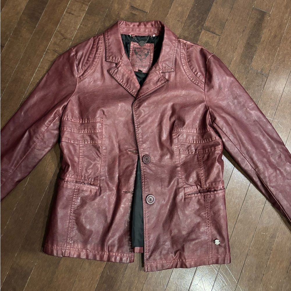 Point Zero Plum Leather Jacket Sz Large (more slim so fits like a medium)